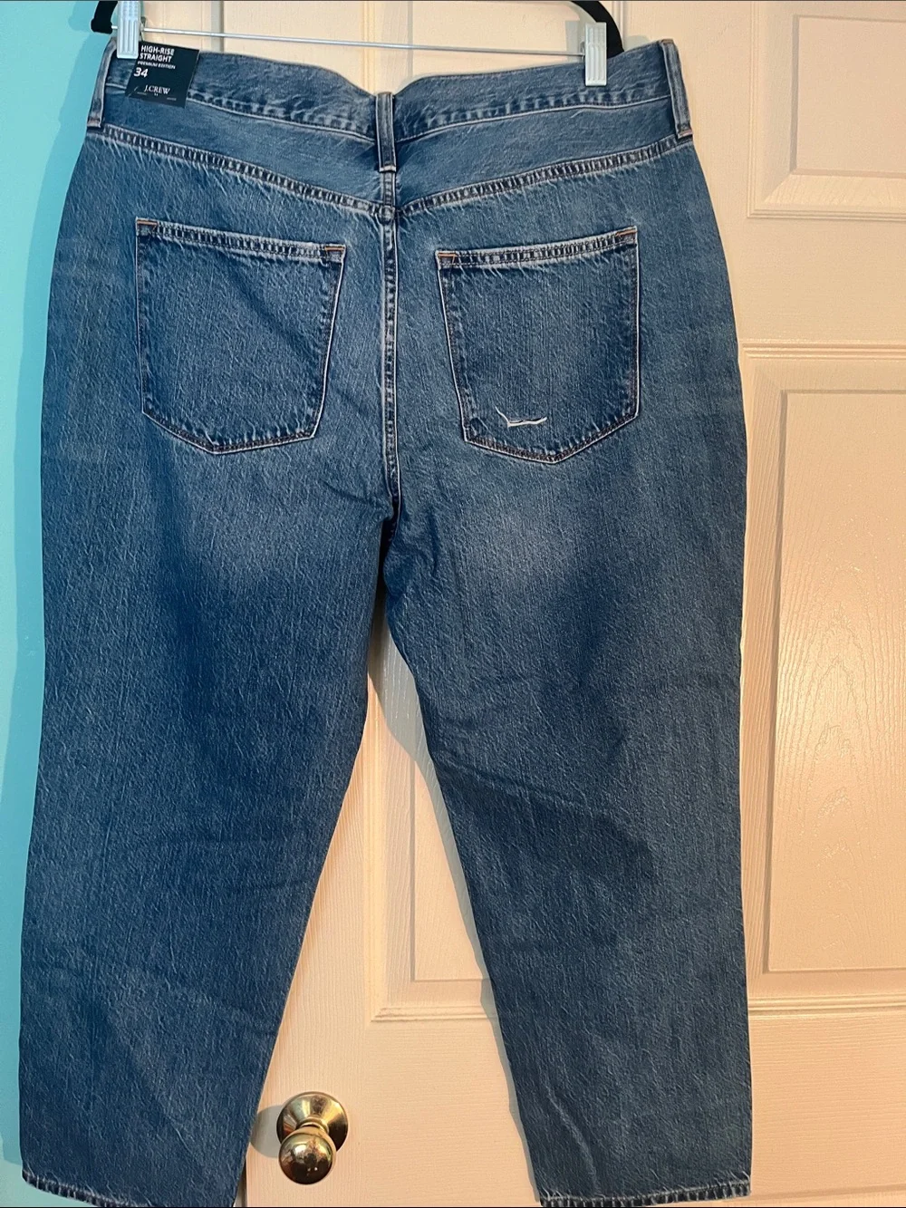 J. Crew High-Rise Straight Jeans in Faded Blue